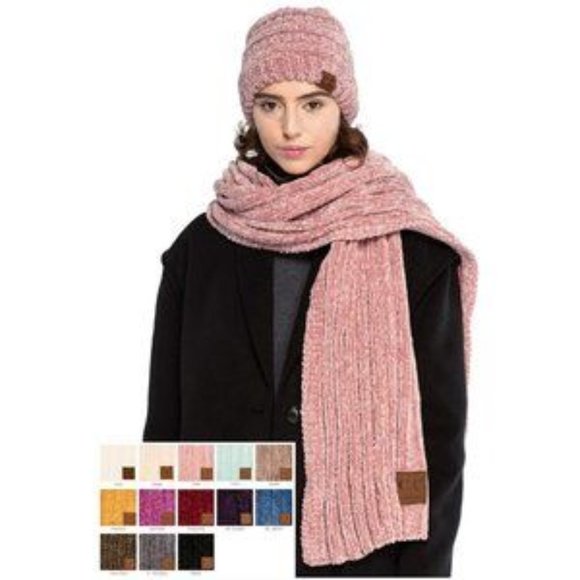 C.C Oversize Soft Ribbed Chenille Oblong Scarf - Picture 2 of 2